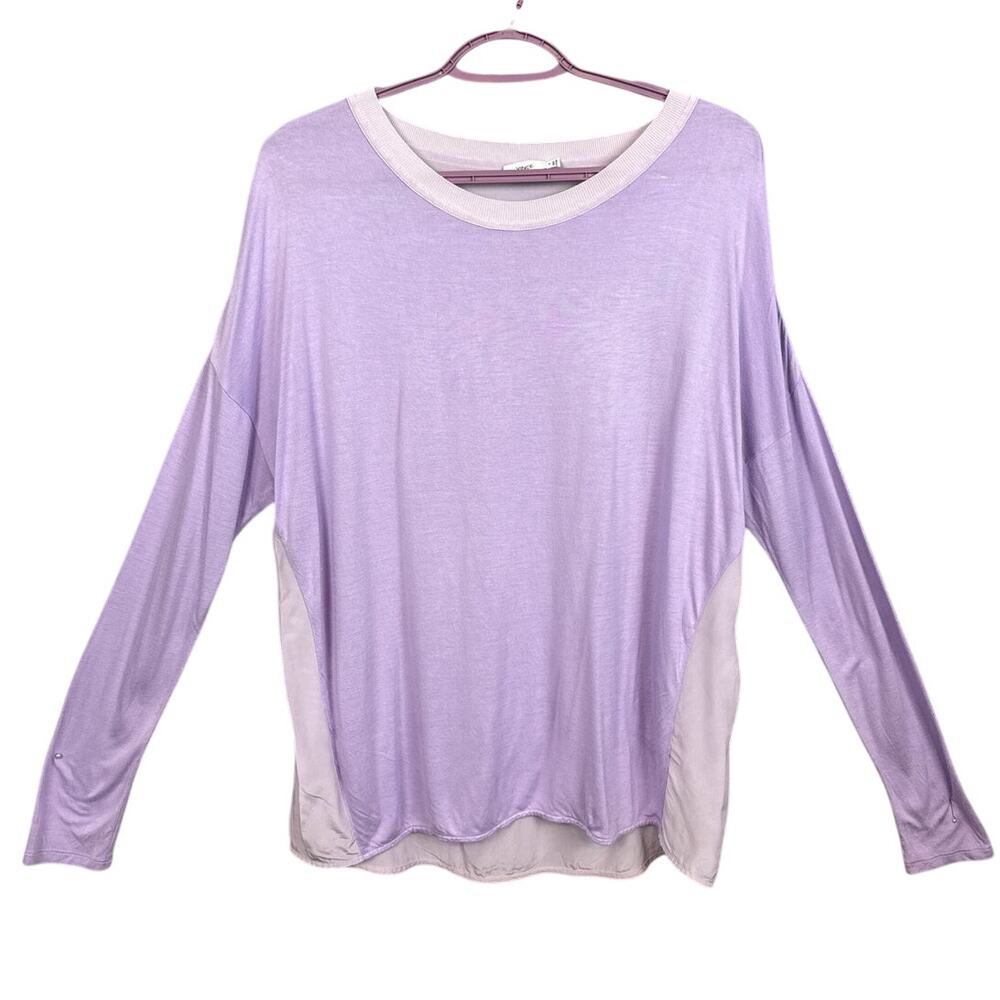 Vince Womens Top Silk Viscose Lilac Long Sleeve SZ M Designer Minimalist (Flaw)